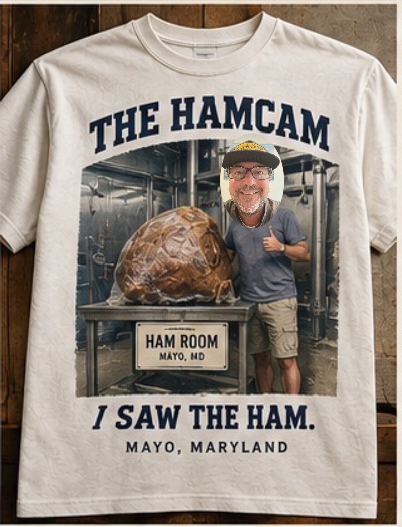 Matt at the ham — souvenir shirt